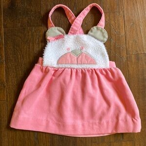 Vintage Healthtex pink corduroy teddy bear overall jumper dress 2T